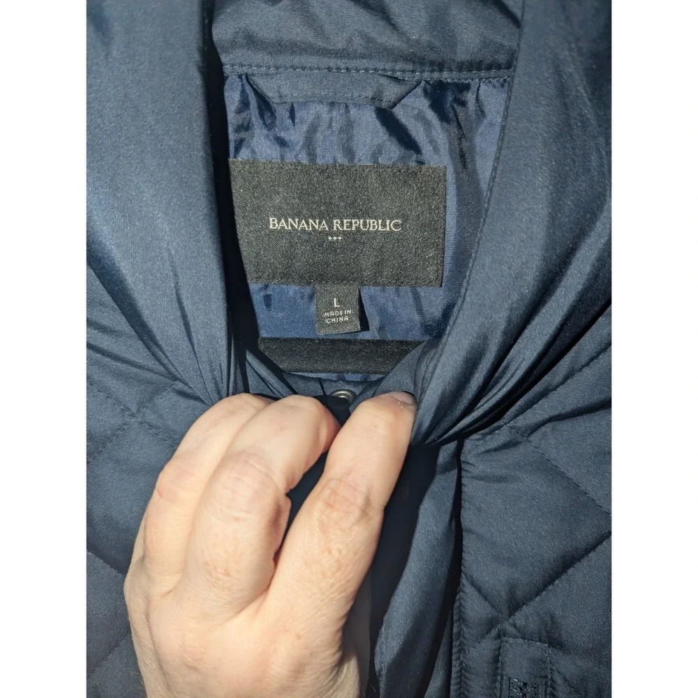 L Banana Republic Quilted Bomber Preppy Navy Men's Jacket